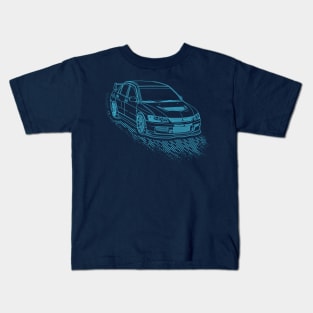 Mitsubishi Lancer EVO Lineart Blueprint Kids T-Shirt